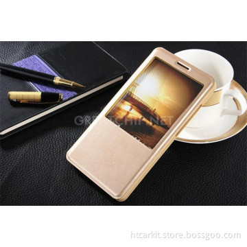 high quality luxury Window cover Genuine pu leather case for Huawei Mate 8 Cover Phone Case